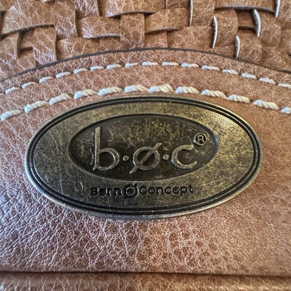 B.O.C Born Concept Brown Weave Crossbody Handbag Purse Long Adjustable Strap Zip - Picture 15 of 16